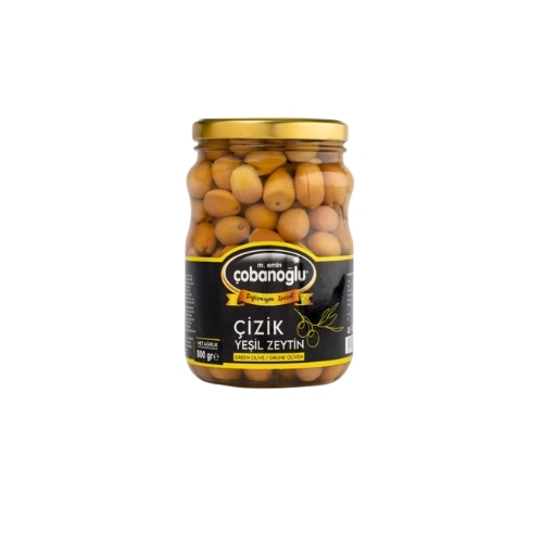 Yeşil Zeytin Çizik Cam Kavanoz